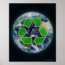 Återvinningsymbol och planetjord affischer