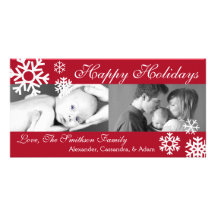Åtskillig snöflingorjul Photocard (Burgundy) Anpassingsbara Fotokort