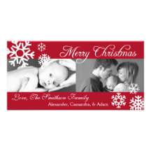 Åtskillig snöflingorjul Photocard (Burgundy) Hälsningskort Med Foto