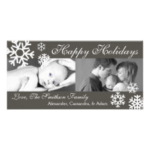 Åtskillig snöflingorjulPhotocard mörk - grått Fotokort