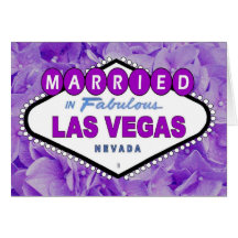 Att gifta sig i den sagolika Las Vegas lila blomma Hälsningskort