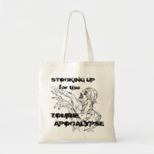 Att lagerföra upp för zombieapokalypset hänger lös tote bags