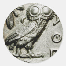 Attica Tetradrachm Owlthena Rund Klistermärke