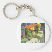 Augusti Macke - hus i trädgården Waterolor 1914 Nyckelring