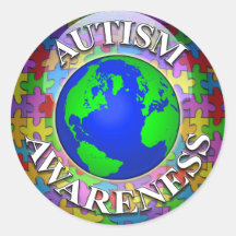 Autism över hela världen rund klistermärke