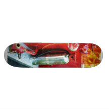 Avfyra eldsläckaren avfyrar på lastbilen skateboards