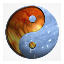 Avfyra och bevattna Yin och det Yang symbolet Fotografier