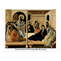 Avsked Mary av apostlarna vid Duccio Vykort