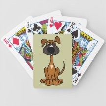 AZ-, brun valphund som leker kort Spel Kort