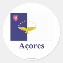 Azores flagga med namn i portugis runda klistermärken