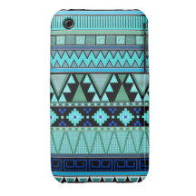 Aztec mönsterblått/mint/grönt iPhone 3 fodraler