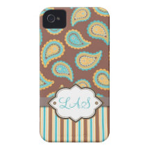 aztec paisley för turkos och för ringblomma randar iPhone 4 fodral