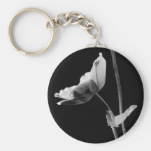 B&W-blomma Keychain Nyckelring