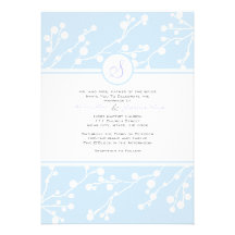 Baby blue blom- Monogrambröllopinbjudan
