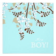 Baby blue körsbärsrött blommarmeddelande inbjudan