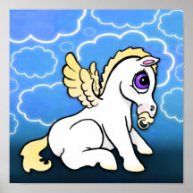 Baby Pegasus med det binky - blondingult - trycket Posters
