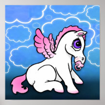 Baby Pegasus med det binky - rosor - trycket Print