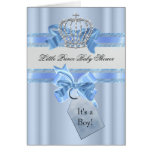 Baby Shower Boy Blue White Prince Crown Card