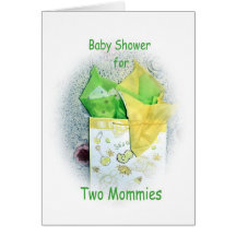 Baby shower för att två mommies ska vara inbjudan hälsningskort