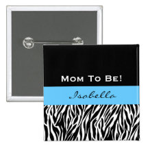 Baby Shower for Boy Modern Zebra Print V2 Button