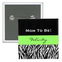 Baby Shower for Boy Modern Zebra Print V3 Pinback Button