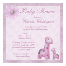 Baby shower för flicka för mamma- & babygiraff lil tillkännagivanden