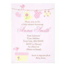 Baby shower för flicka för rosababytvätt personliga tillkännagivanden