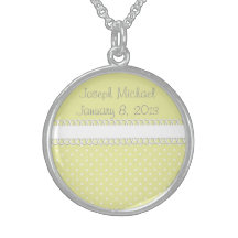 Baby shower i gult sterling silver halsband
