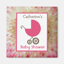 Baby shower - rosa vagns- och blommaPetals Magneter