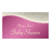 Baby showerfavörmärkre som bländar rosa Sparkles Visit Kort