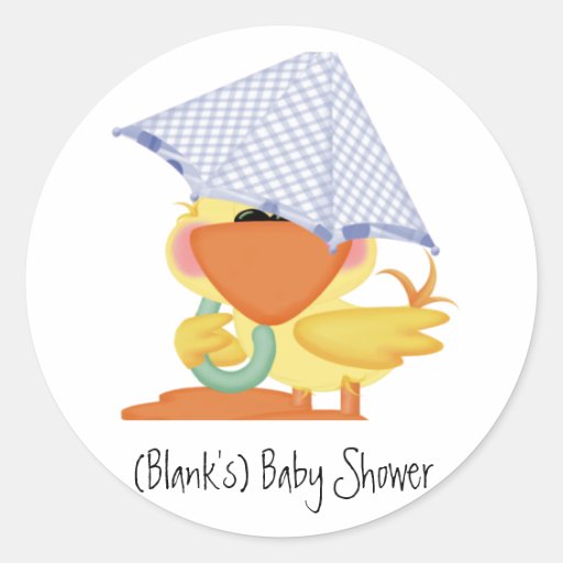 Baby showerInbjudan-Blått anka/Quackup Runda Klistermärken