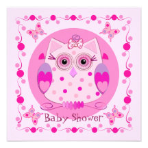 Baby showerinbjudan med den gulliga ugglan