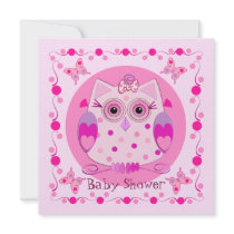 Baby showerinbjudan med den gulliga ugglan