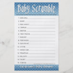 Baby showerlek - babyordScramble Flyg Blad