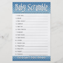 Baby showerlek - babyordScramble Flyg Blad