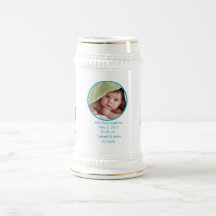 Baby Stein med statistik för födelse för babyfoto  Kaffe Mugg