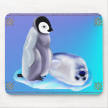Babyen Penquin och babyen förseglar mousepad Musmattor