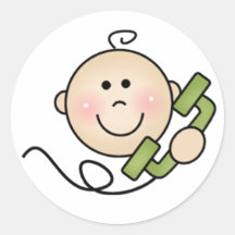Babyen ringer på runda klistermärken