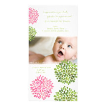 Babyen tackar dig att card rosa- & gröntDahliablom Anpassingsbara Fotokort