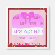 BABYFIRANDE - DET är EN FLICKA! Kylskåps Magneter