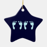 Babyfotspår (pojketwillingar) julgransdekorationer
