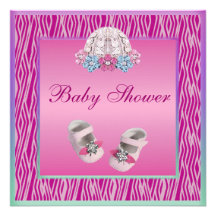 Babyhättan Bling & skor den rosa sebrababy shower Skräddarsydda Inbjudan