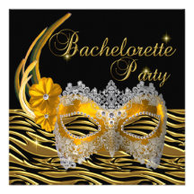 Bachelorette partyguld maskerar svart inbjudningskort