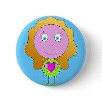 Badge fille coeur rose vert bleu de chiaradeco