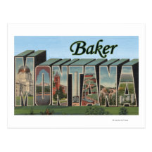 Bagare MontanaLarge brev ScenesBaker, MT Vykort