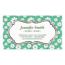 Bakery / Baker - Elegant Green Daisy Business Card Template