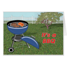 Bakgården staket, träd & grillar grillfesten kort