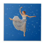Ballerinaen på blått med snöflingor belägger med t kakel