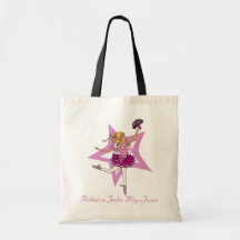 Ballerinaflickan "tillfogar din kända" rosa balett tygkassar