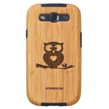 BambuLook & inristad gullig uggla i träd Samsung Galaxy S3 Fodraler